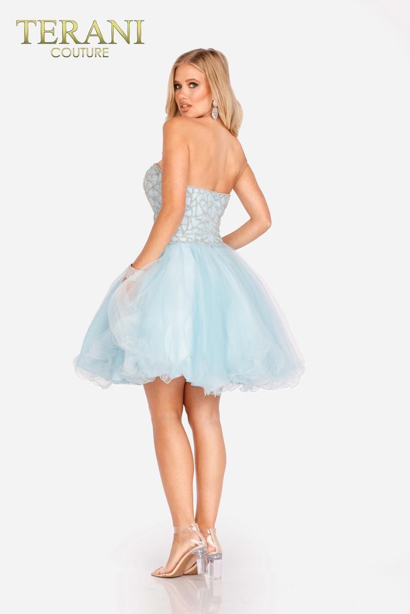 Style 231P0565 Terani Couture Size 4 Prom Blue Cocktail Dress on Queenly