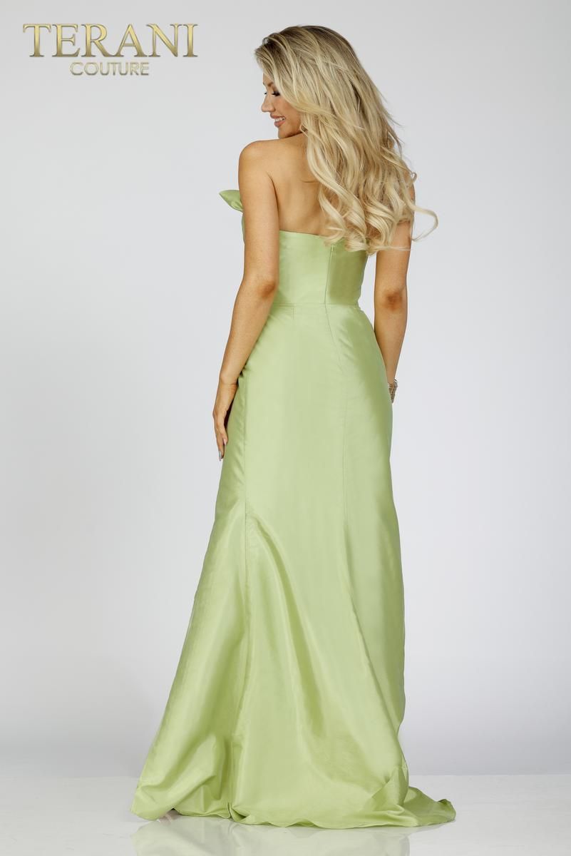 Style 231P0180 Terani Couture Size 4 Prom Green Side Slit Dress on Queenly