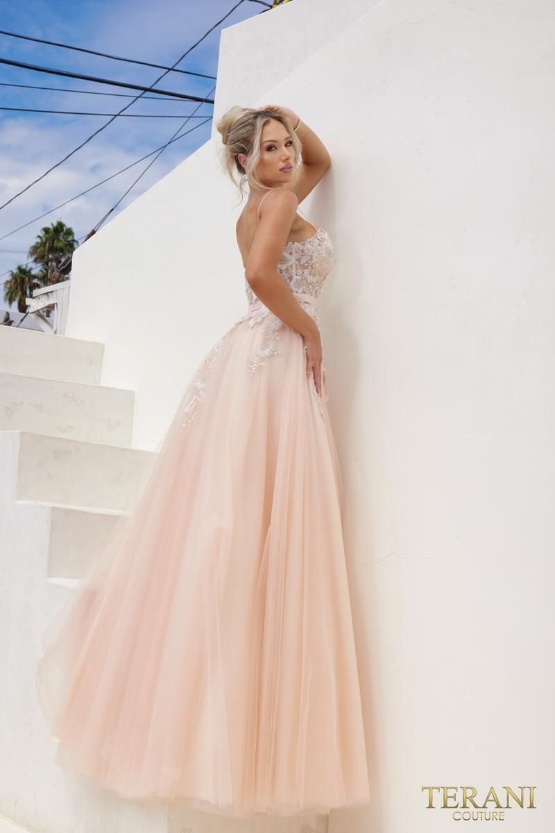 Style 241P2025 Terani Couture Size 12 Prom Pink Ball Gown on Queenly