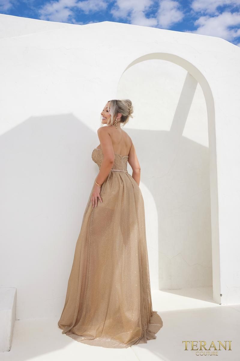 Style 241P2092 Terani Couture Size 8 Prom Nude Floor Length Maxi on Queenly