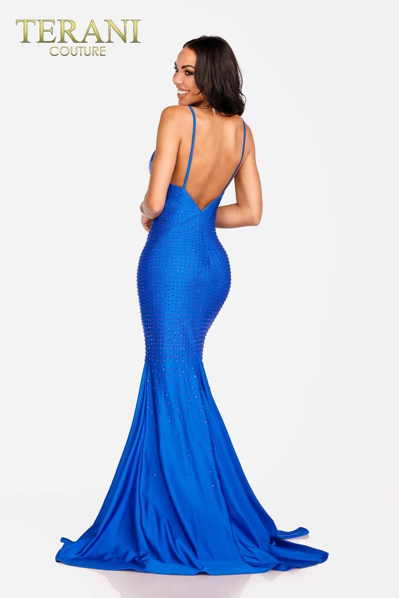 Style 231P0042 Terani Couture Size 10 Prom Royal Blue Mermaid Dress on Queenly