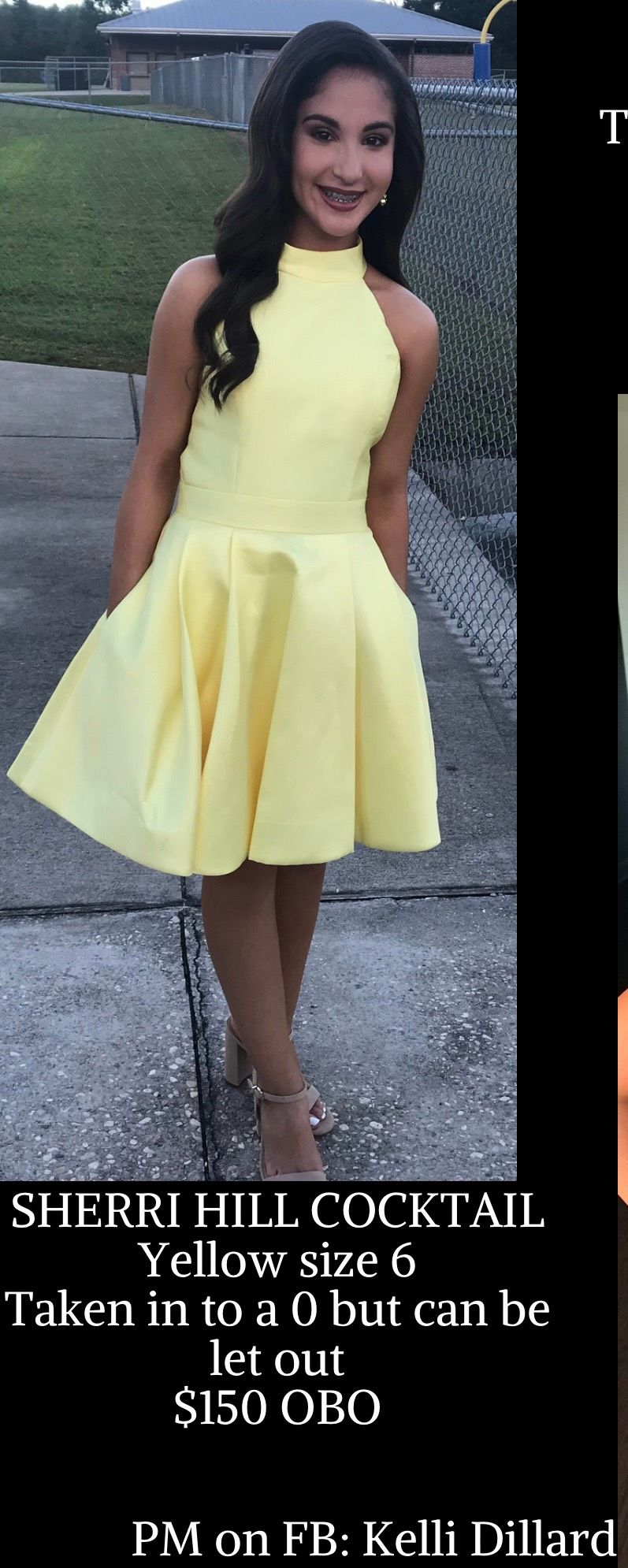 Sherri Hill Size 0 High Neck Yellow Cocktail Dress on Queenly