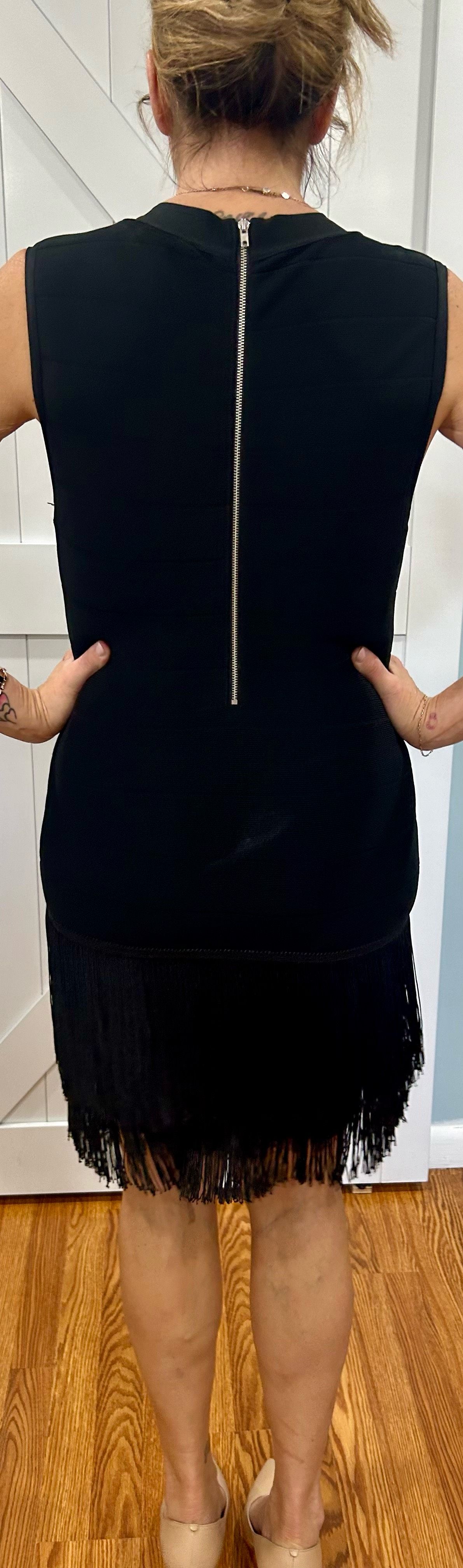 Venus Size 12 Nightclub Plunge Black Cocktail Dress on Queenly