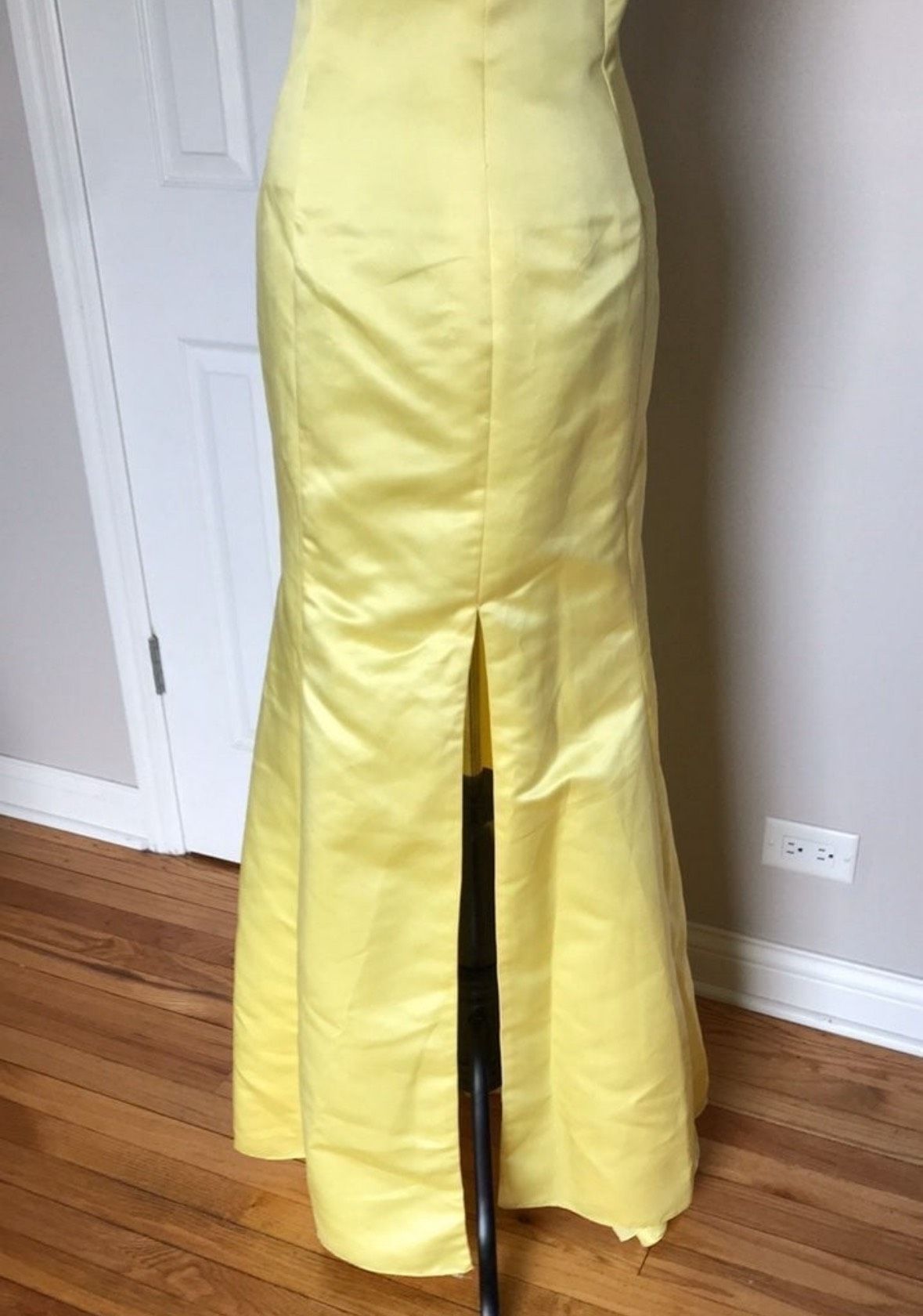 Fire & Ice Size XS Prom Halter Sequined Yellow Side Slit Dress on Queenly