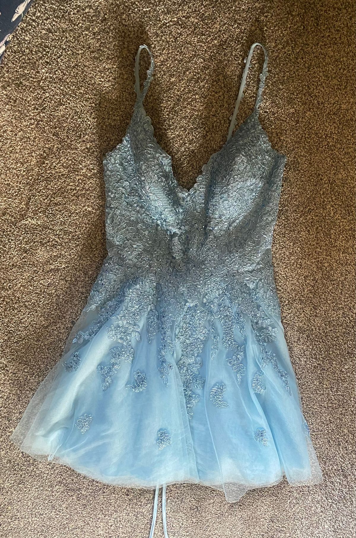 Sherri Hill Plus Size 18 Prom Plunge Blue Cocktail Dress on Queenly