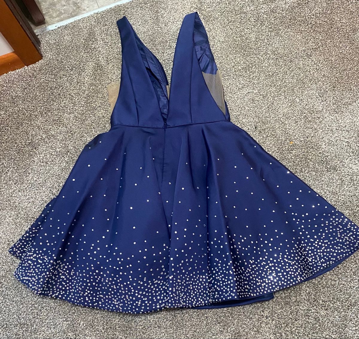 Tarik Ediz Size 10 Prom Plunge Blue Cocktail Dress on Queenly