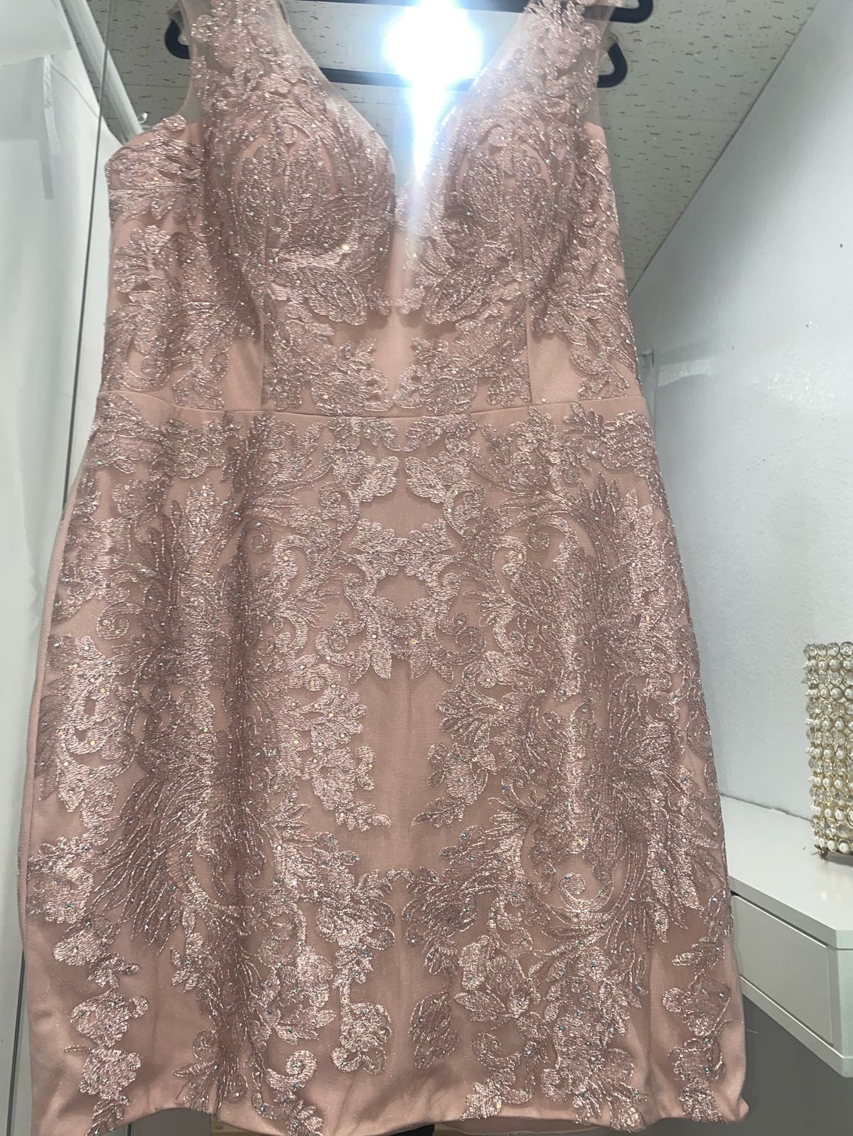 Style 6235 Rose Gold Let’s Size 3X Prom Rose Gold Cocktail Dress on Queenly