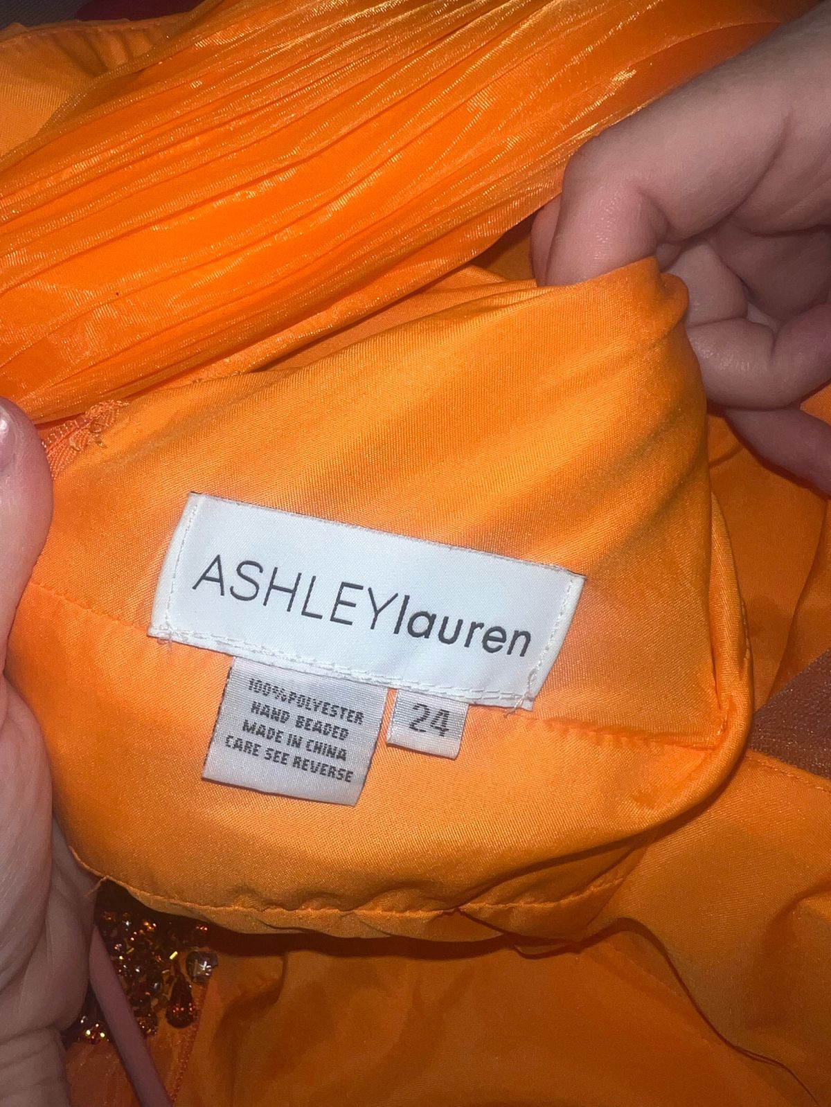 Ashley Lauren Plus Size 24 Prom Orange Ball Gown on Queenly