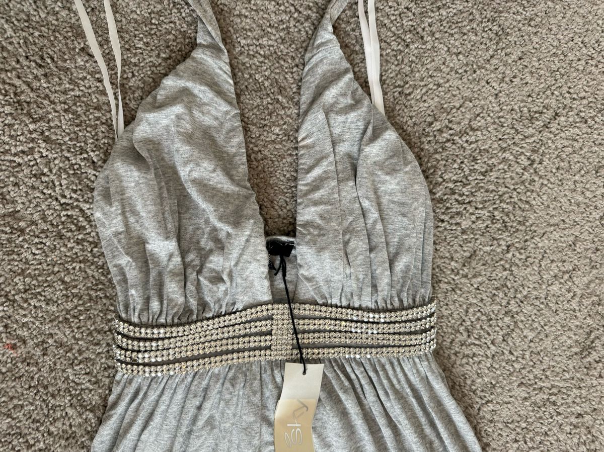 Size XS Nightclub Halter Gray Cocktail Dress on Queenly