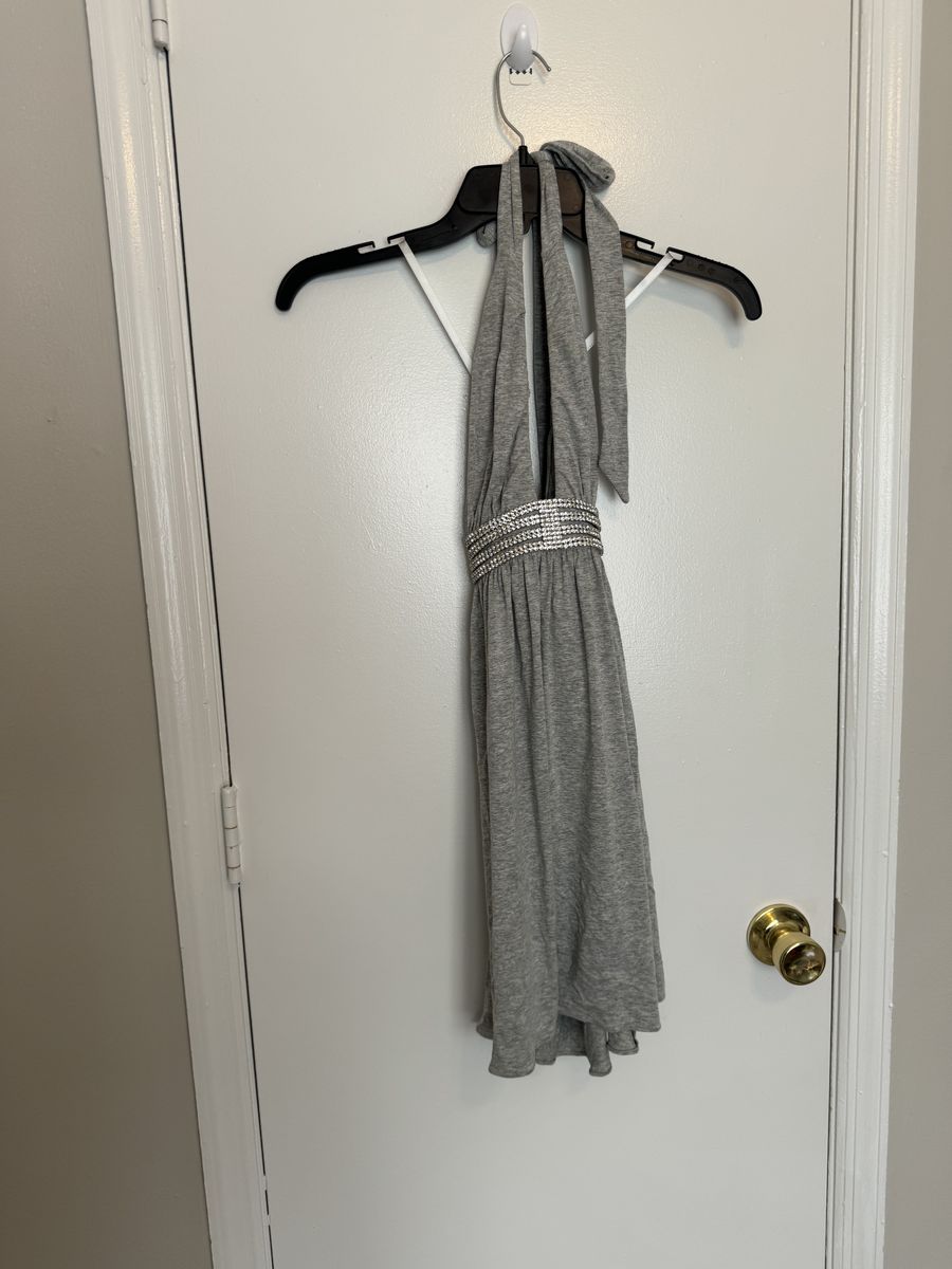 Size XS Nightclub Halter Gray Cocktail Dress on Queenly