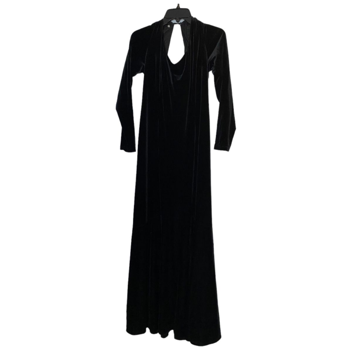 David Meister Size 14 Long Sleeve Velvet Black A-line Dress on Queenly