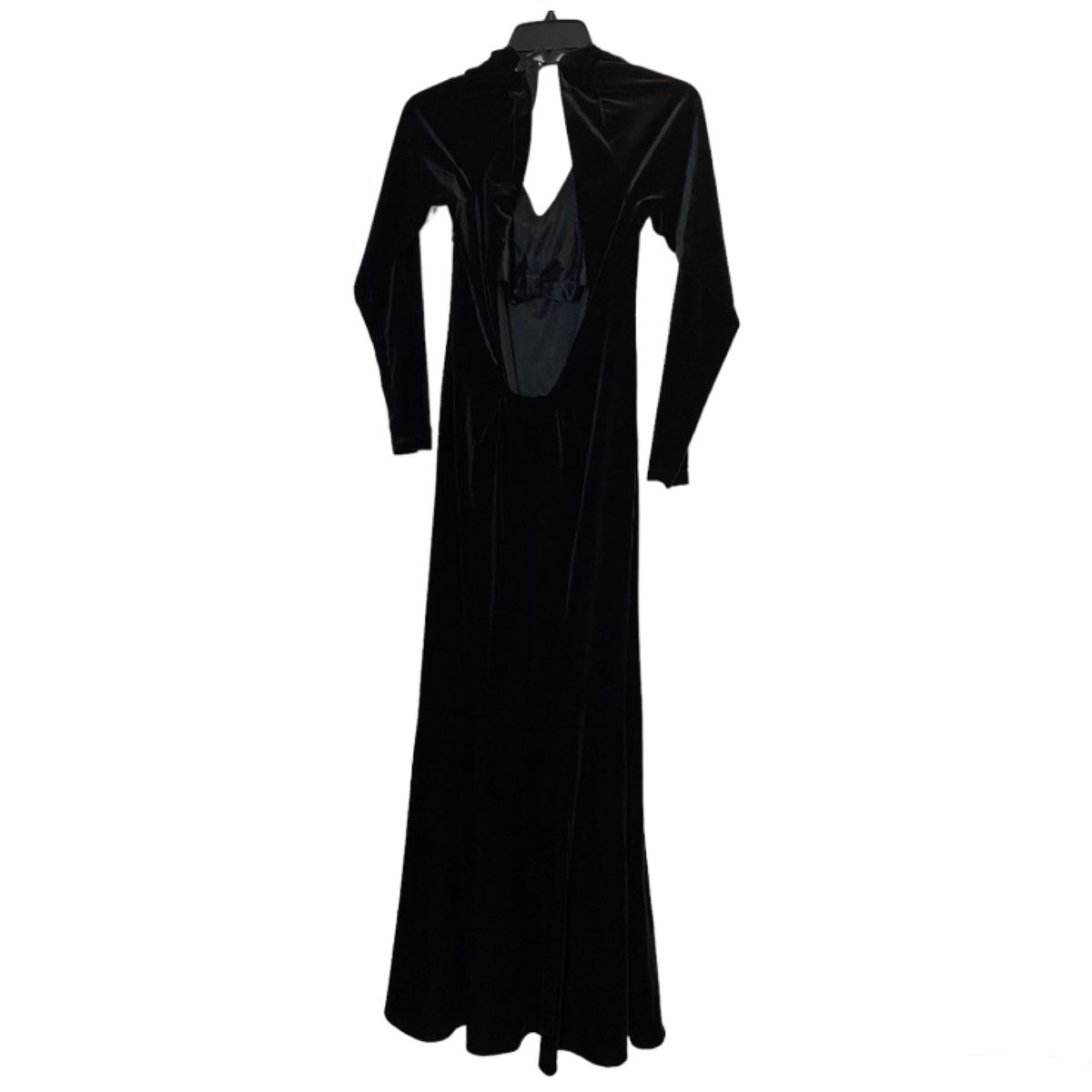 David Meister Size 14 Long Sleeve Velvet Black A-line Dress on Queenly