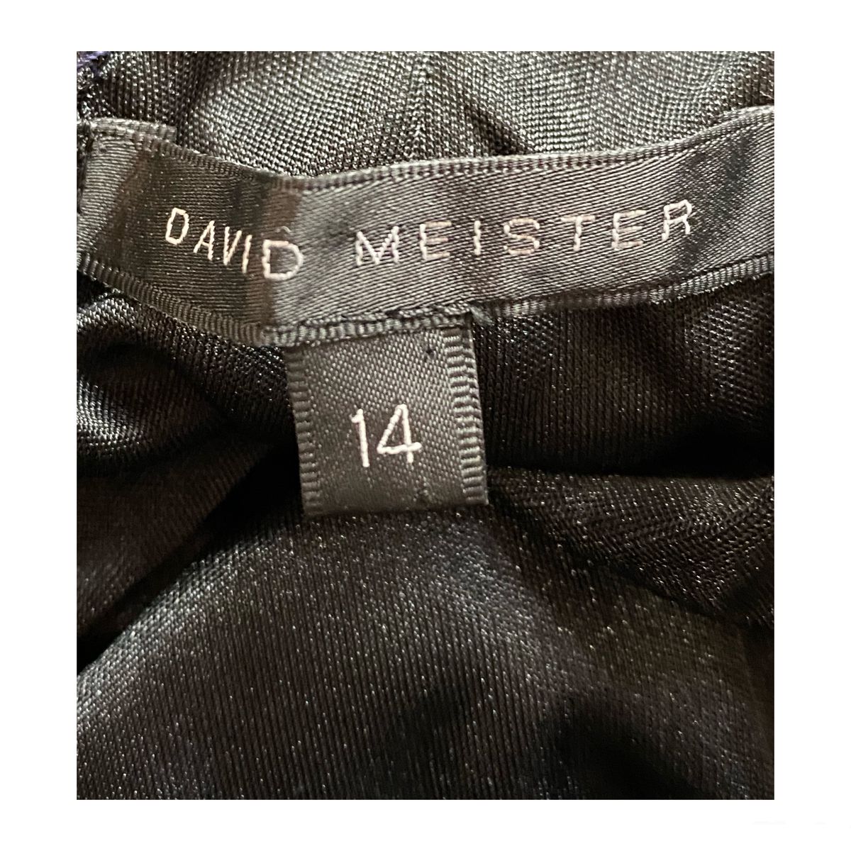 David Meister Size 14 Long Sleeve Velvet Black A-line Dress on Queenly