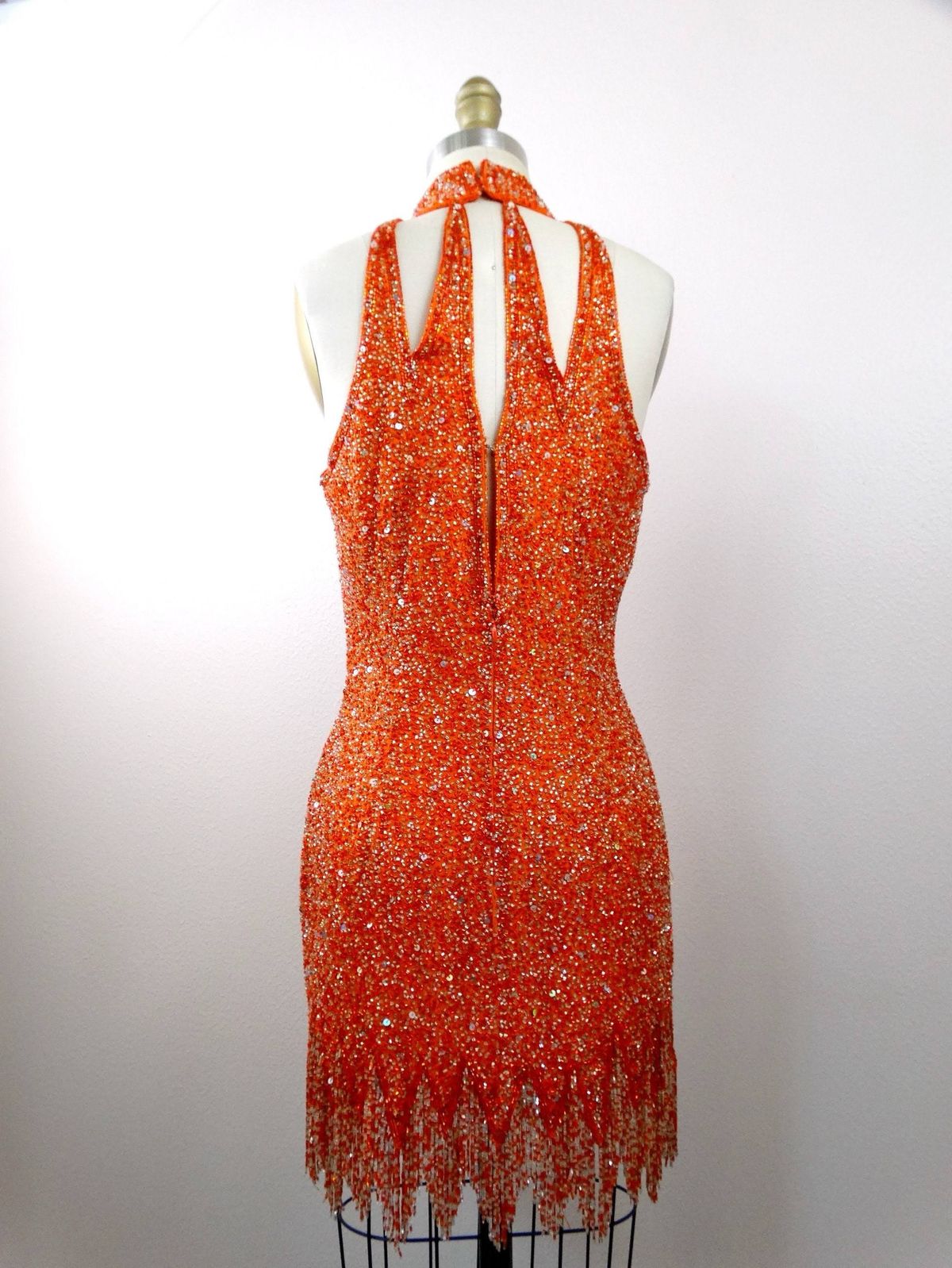 Size 4 Pageant Halter Orange Cocktail Dress on Queenly