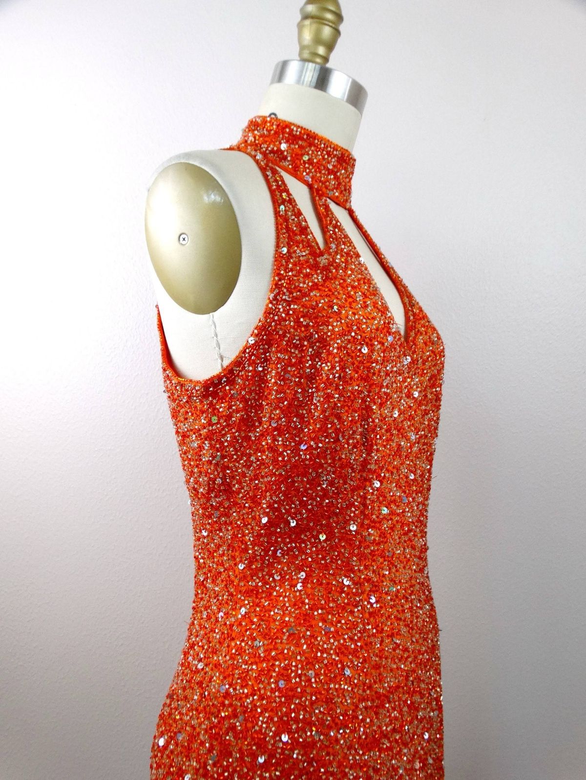 Size 4 Pageant Halter Orange Cocktail Dress on Queenly