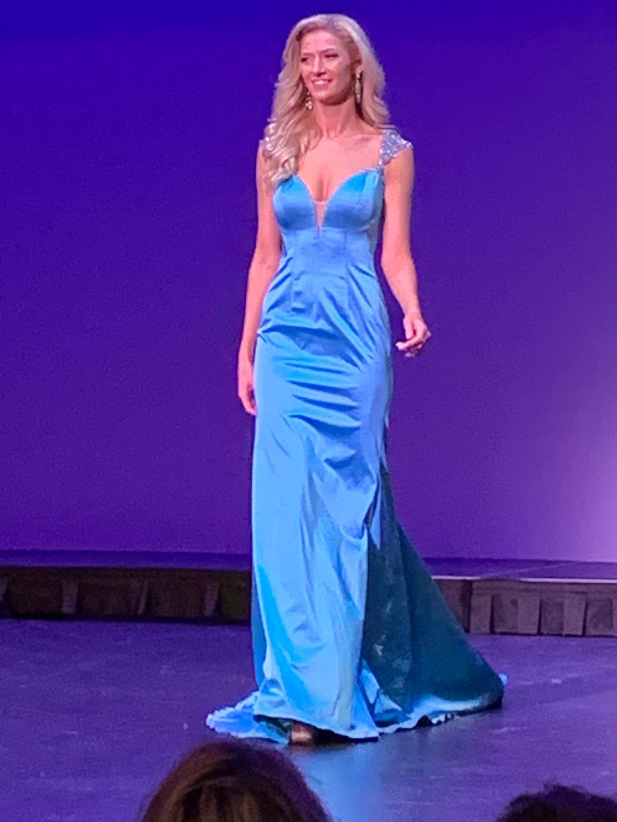 Style Custom couture Sherri Hill Size 2 Pageant Cap Sleeve Satin Turquoise Blue Mermaid Dress on Queenly