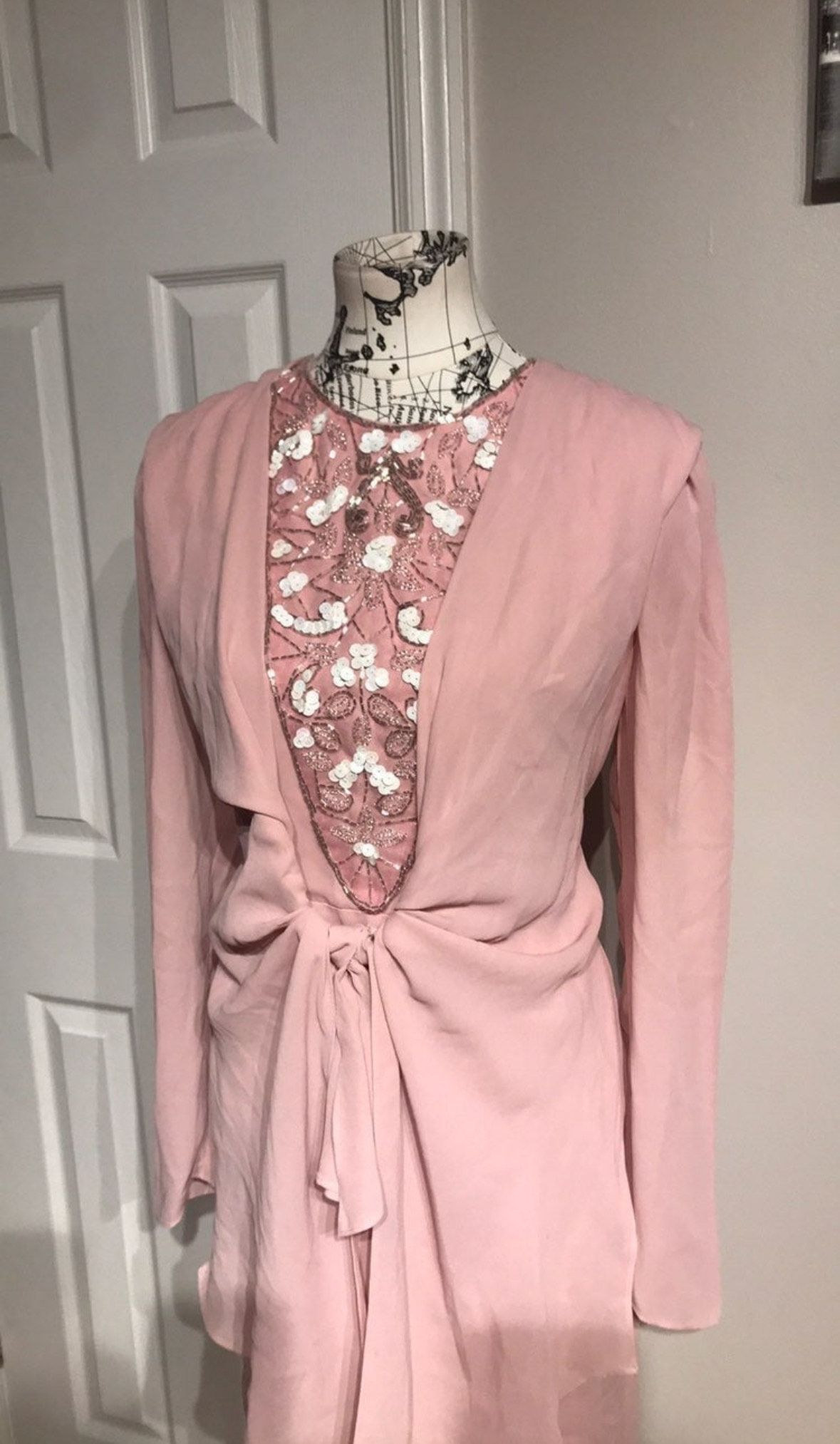 Style RN 10911/0A20197 After Dark Size L Prom Plunge Floral Light Pink Cocktail Dress on Queenly