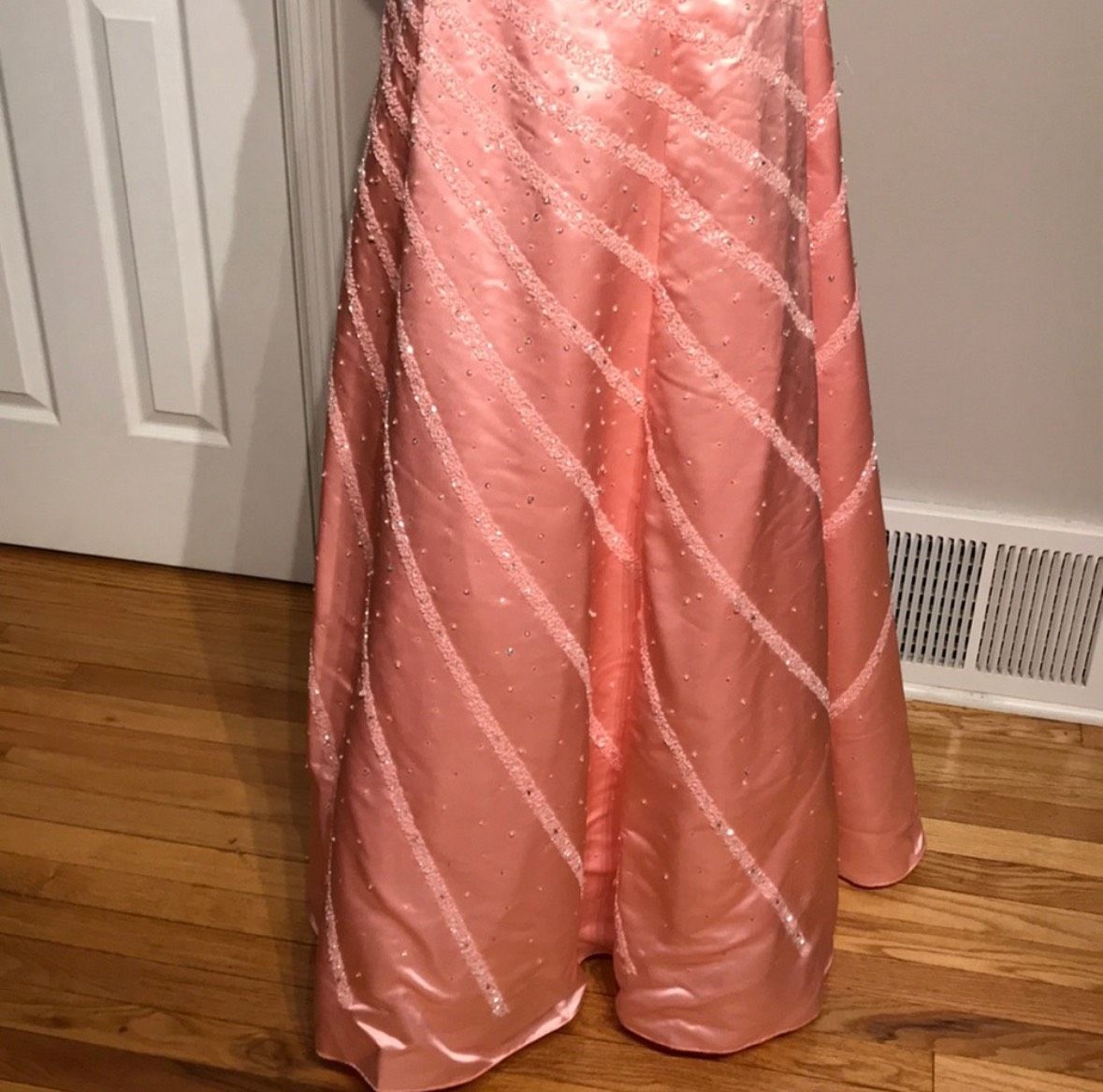 Ice & Fire Plus Size 16 Prom Strapless Lace Pink Ball Gown on Queenly