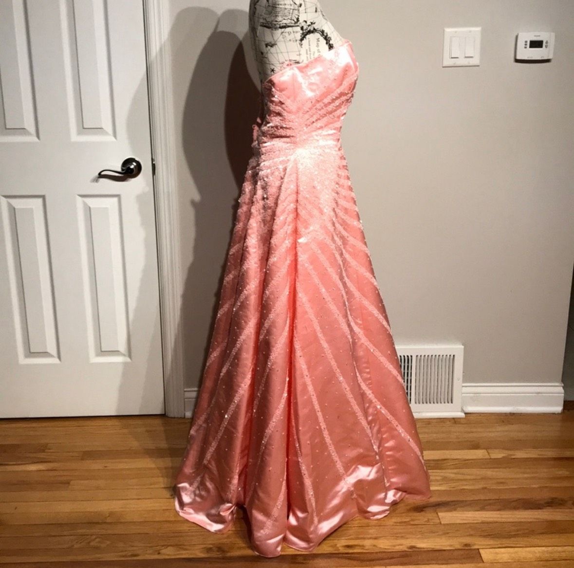 Ice & Fire Plus Size 16 Prom Strapless Lace Pink Ball Gown on Queenly