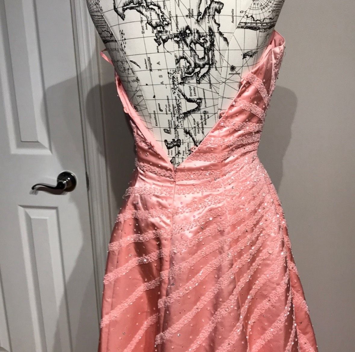 Ice & Fire Plus Size 16 Prom Strapless Lace Pink Ball Gown on Queenly