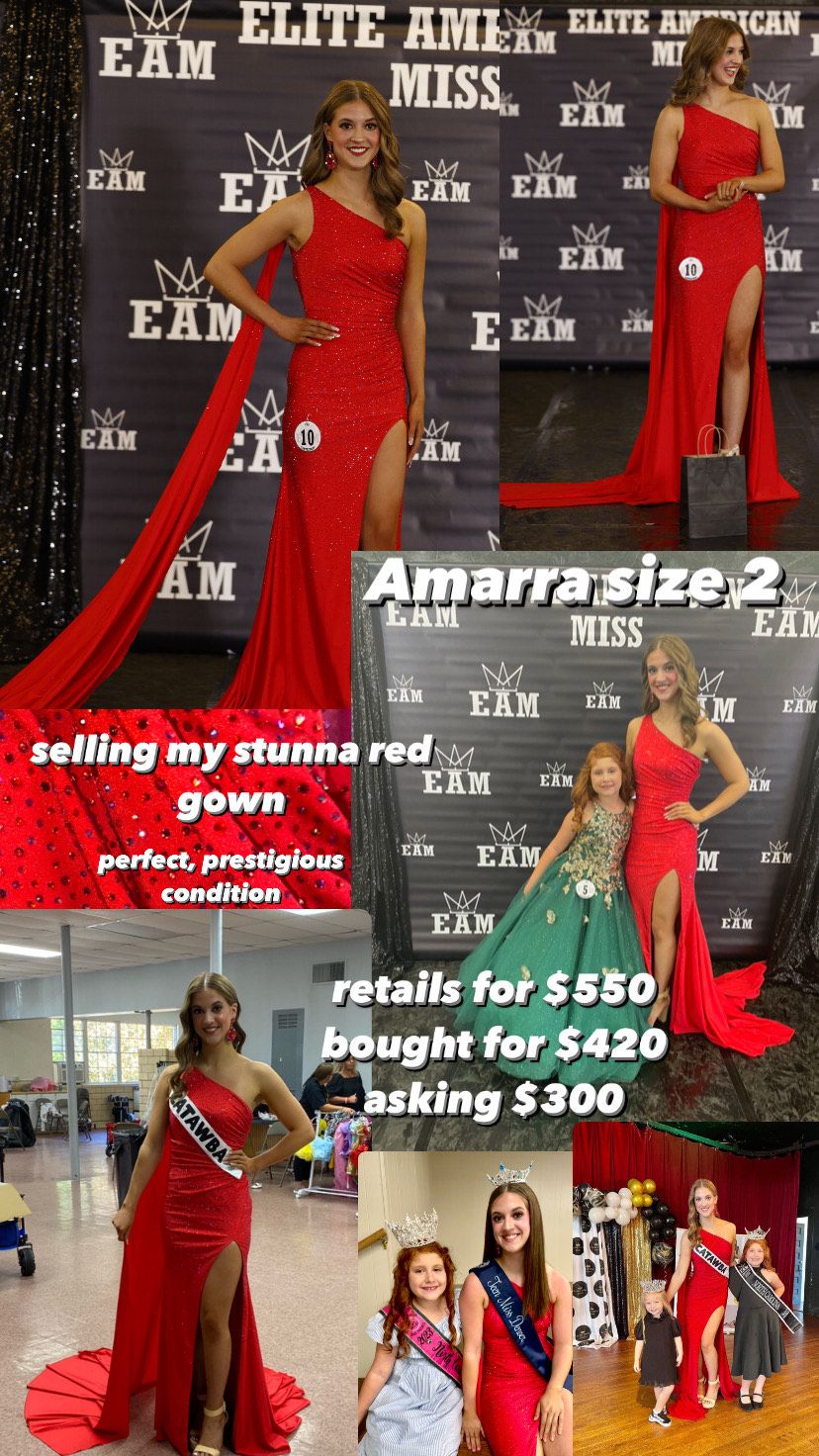 Amarra Size 2 Prom One Shoulder Red Side Slit Dress on Queenly