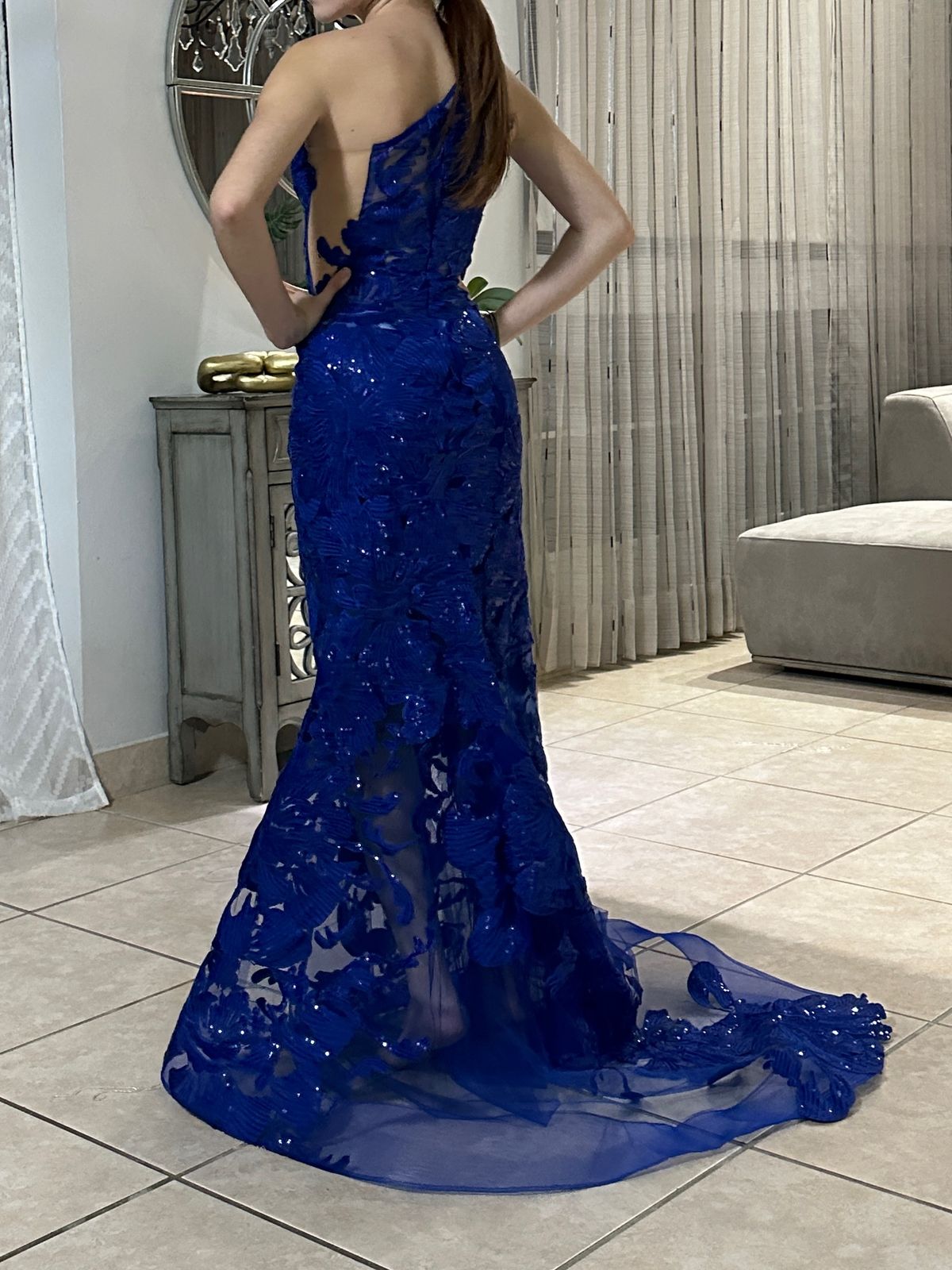 Size 2 One Shoulder Blue Mermaid Dress on Queenly