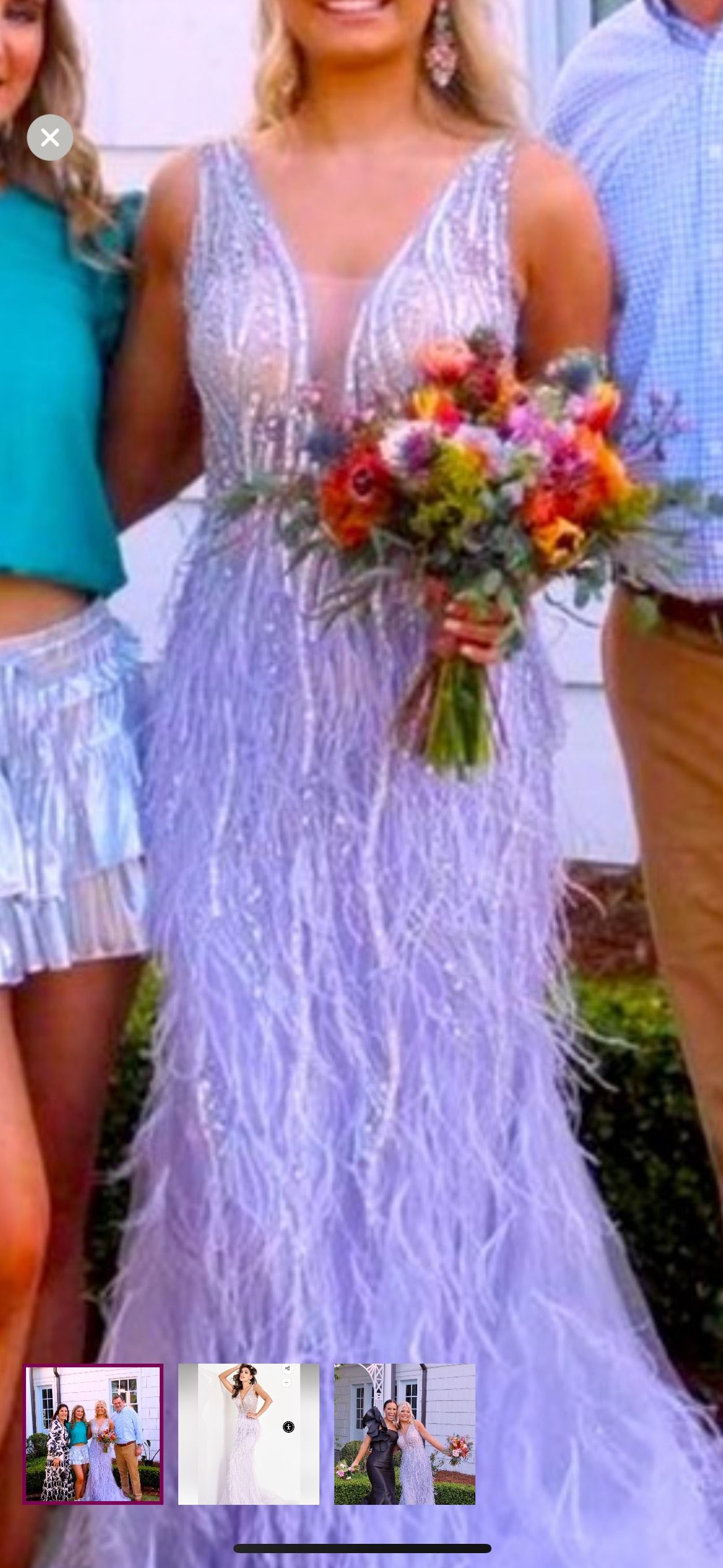 Jovani Size 2 Prom Plunge Purple Mermaid Dress on Queenly