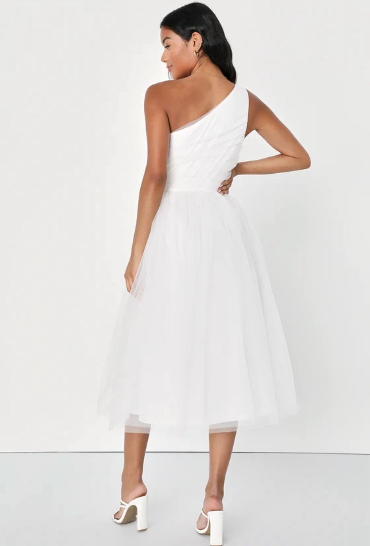 Lulus Size 2 Prom One Shoulder White Cocktail Dress on Queenly