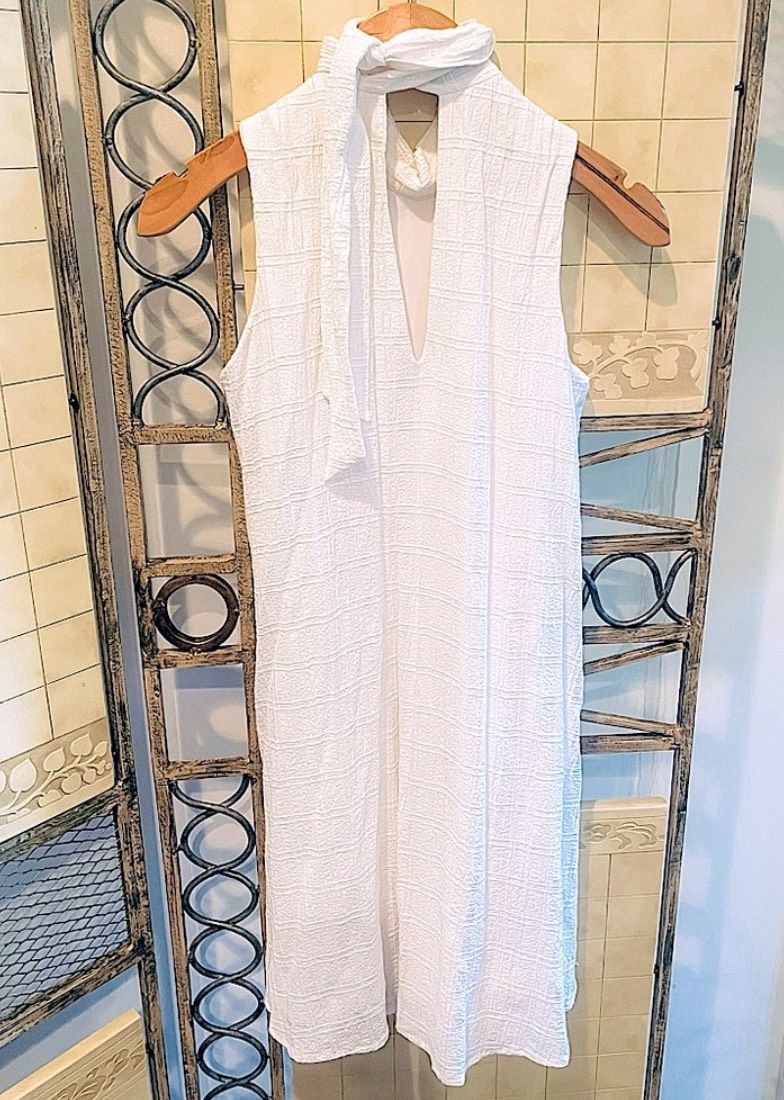 Calvin Klein Size 2 Pageant Interview High Neck Sheer White A-line Dress on Queenly