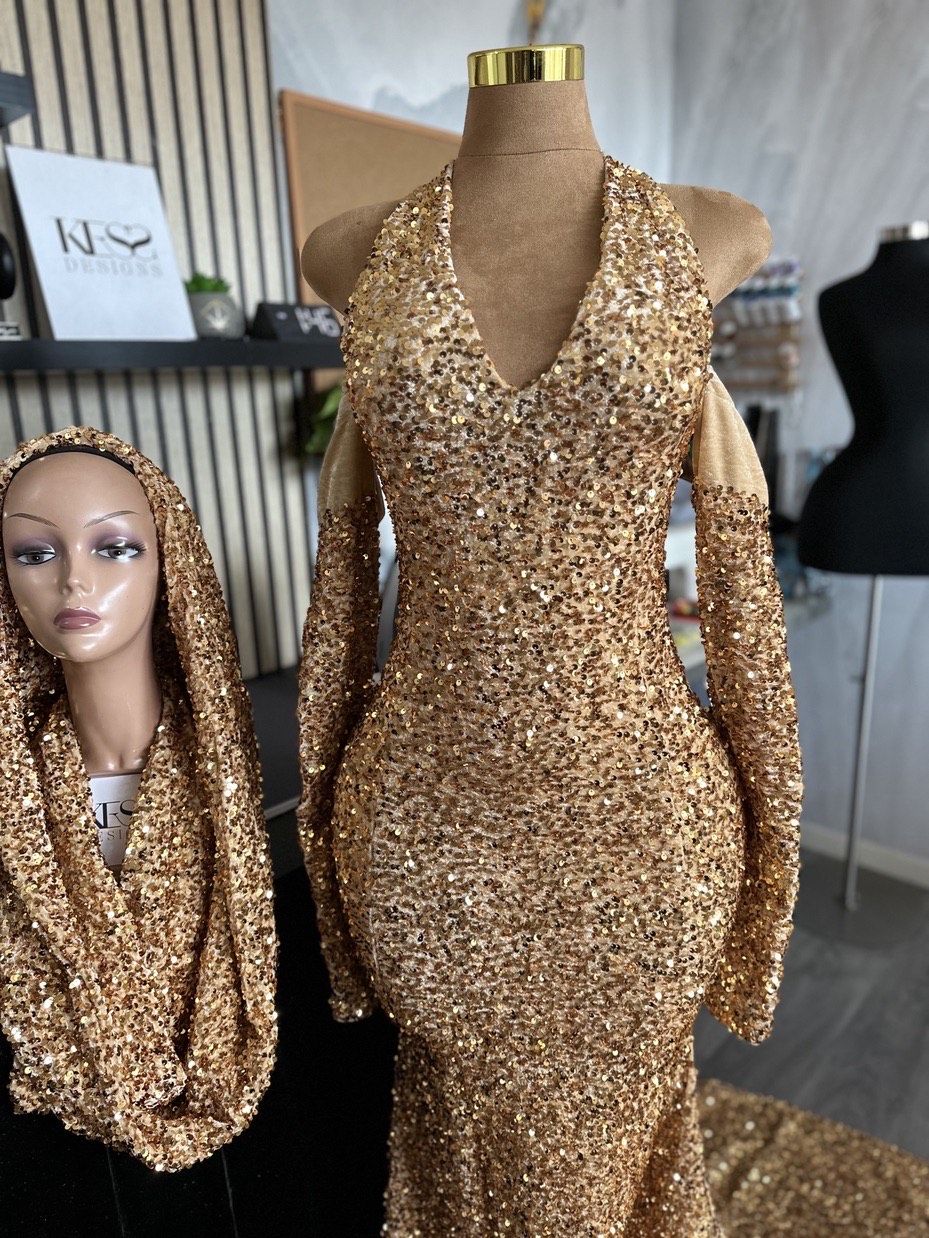 Kess Designs Size 10 Prom Gold Mermaid Dress on Queenly