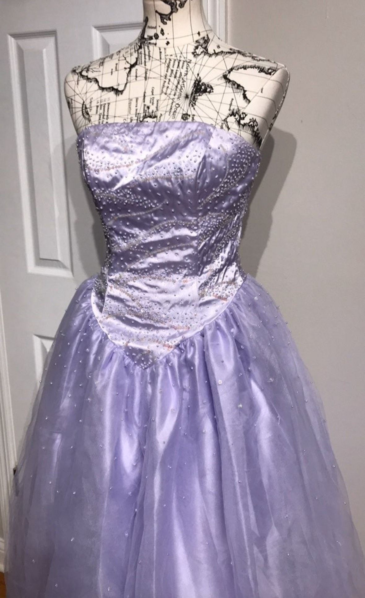 Venus Size XS Prom Strapless Sequined Purple Ball Gown on Queenly