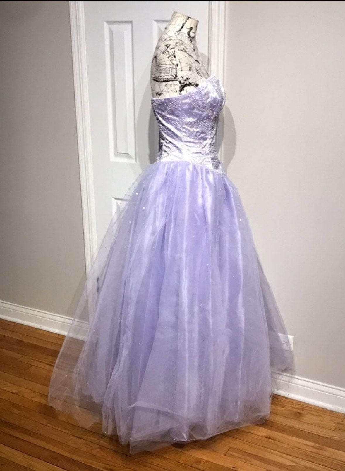 Venus Size XS Prom Strapless Sequined Purple Ball Gown on Queenly