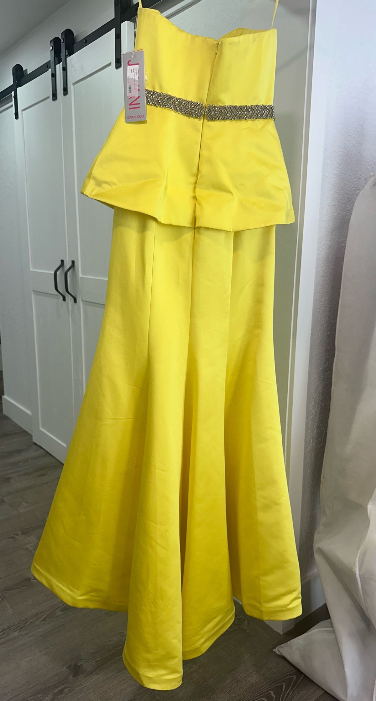 Jovani Size 4 Prom Strapless Yellow Mermaid Dress on Queenly