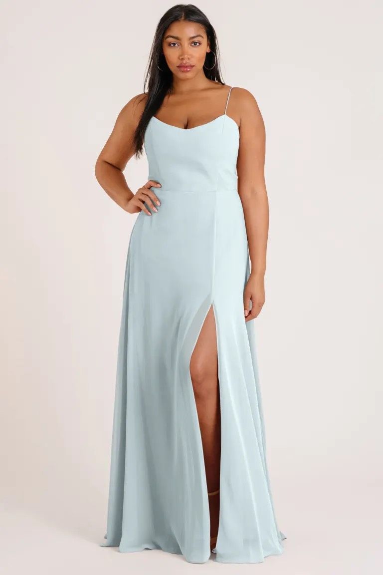 Style 1985 Jenny Yoo Size M Bridesmaid Blue Side Slit Dress on Queenly
