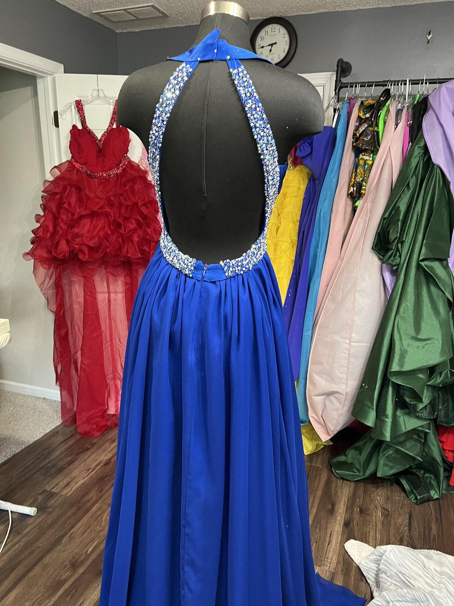 JMarie Designs Size 0 Pageant Royal Blue A-line Dress on Queenly