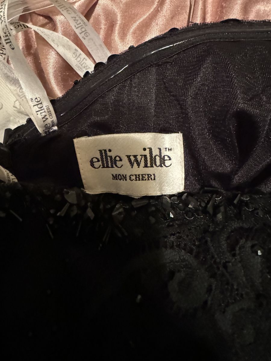 Ellie Wilde Size 6 Prom Strapless Black Mermaid Dress on Queenly