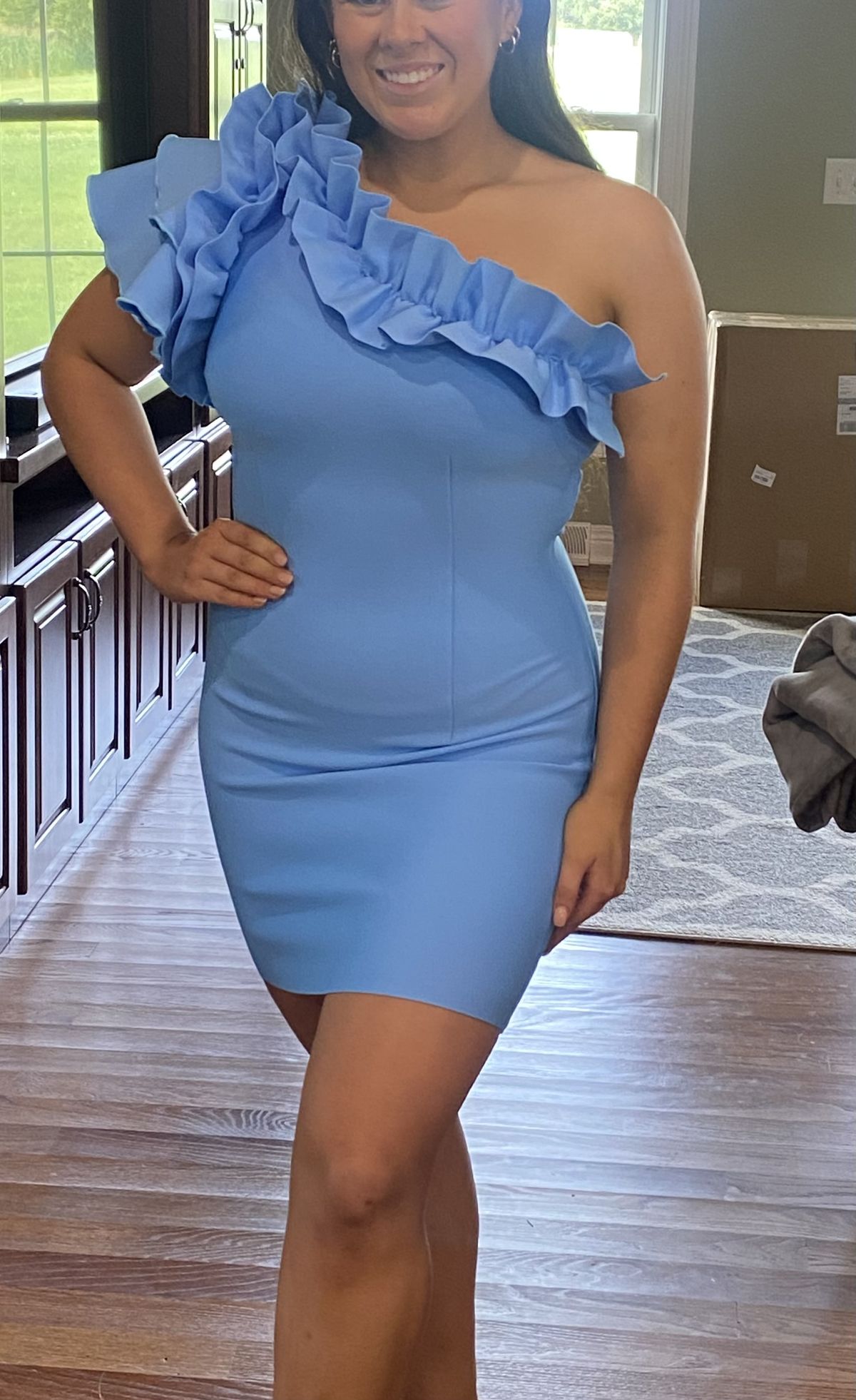 Size L Prom One Shoulder Blue Cocktail Dress on Queenly