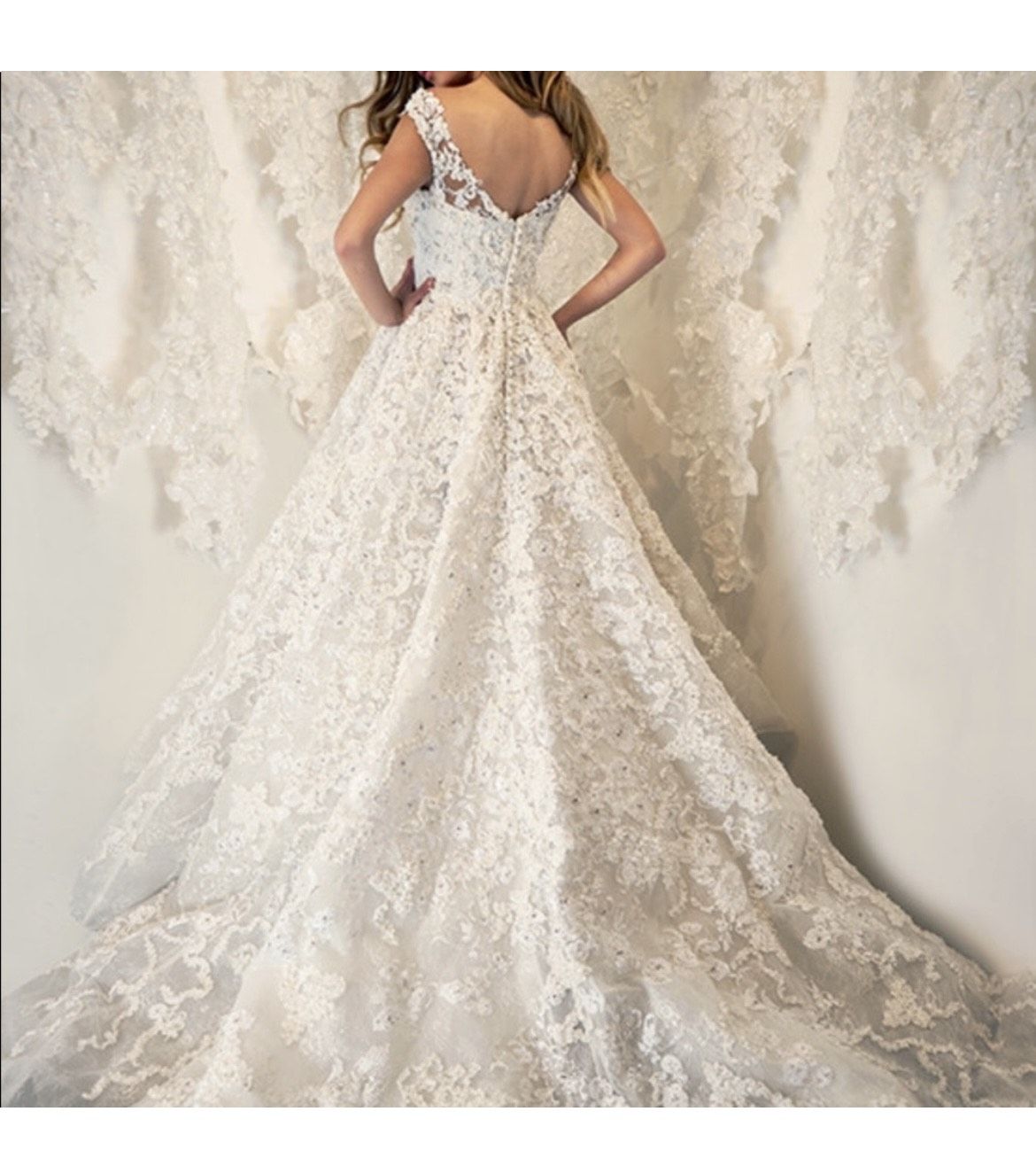 Style 69168 Ysa Makino Size 4 Wedding Off The Shoulder Lace White Ball Gown on Queenly