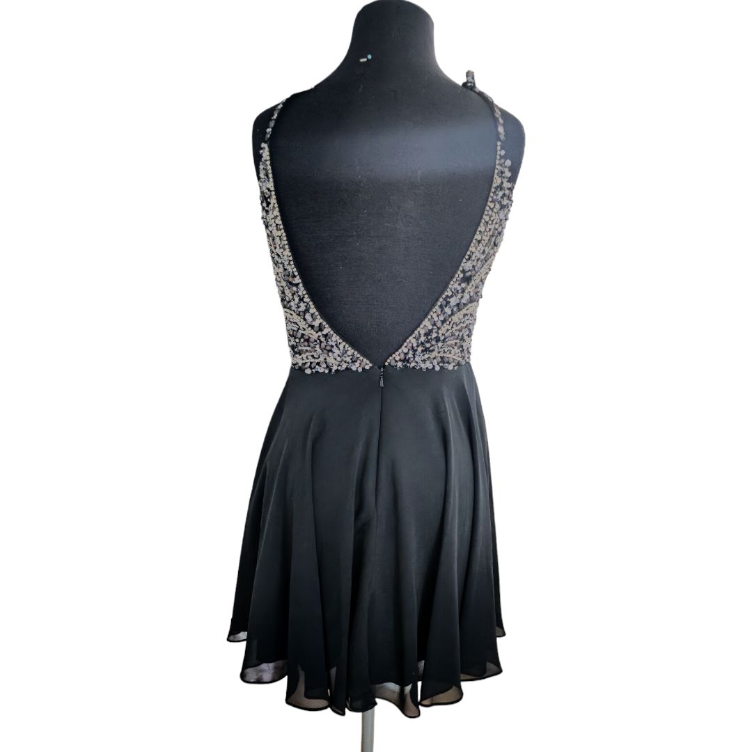 Style 47310 Jovani Size 10 Sheer Black Cocktail Dress on Queenly