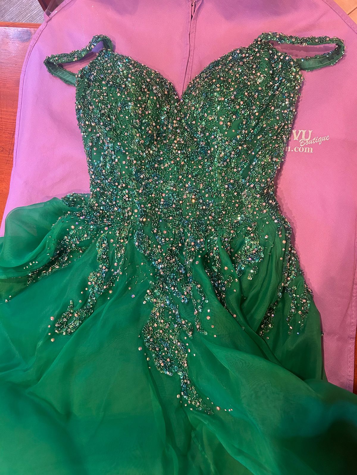 Style CUSTOM!!! Jovani Size 2 Pageant Off The Shoulder Green Ball Gown on Queenly