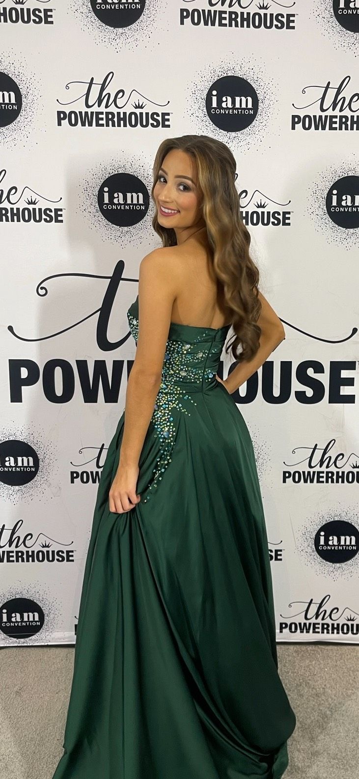 Custom Size 2 Prom Strapless Green Ball Gown on Queenly