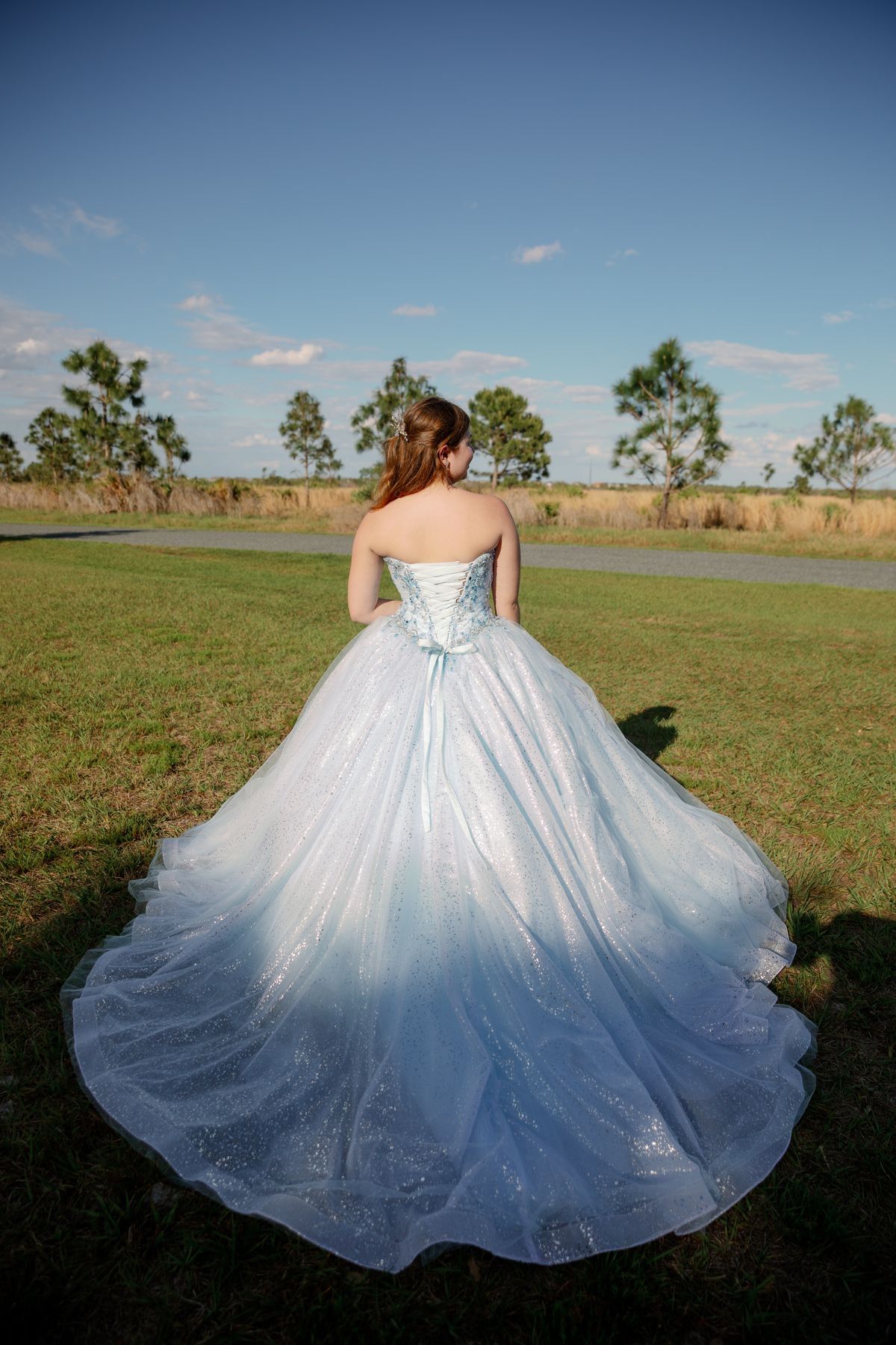 MoriLee Size 0 Sequined Blue Ball Gown on Queenly