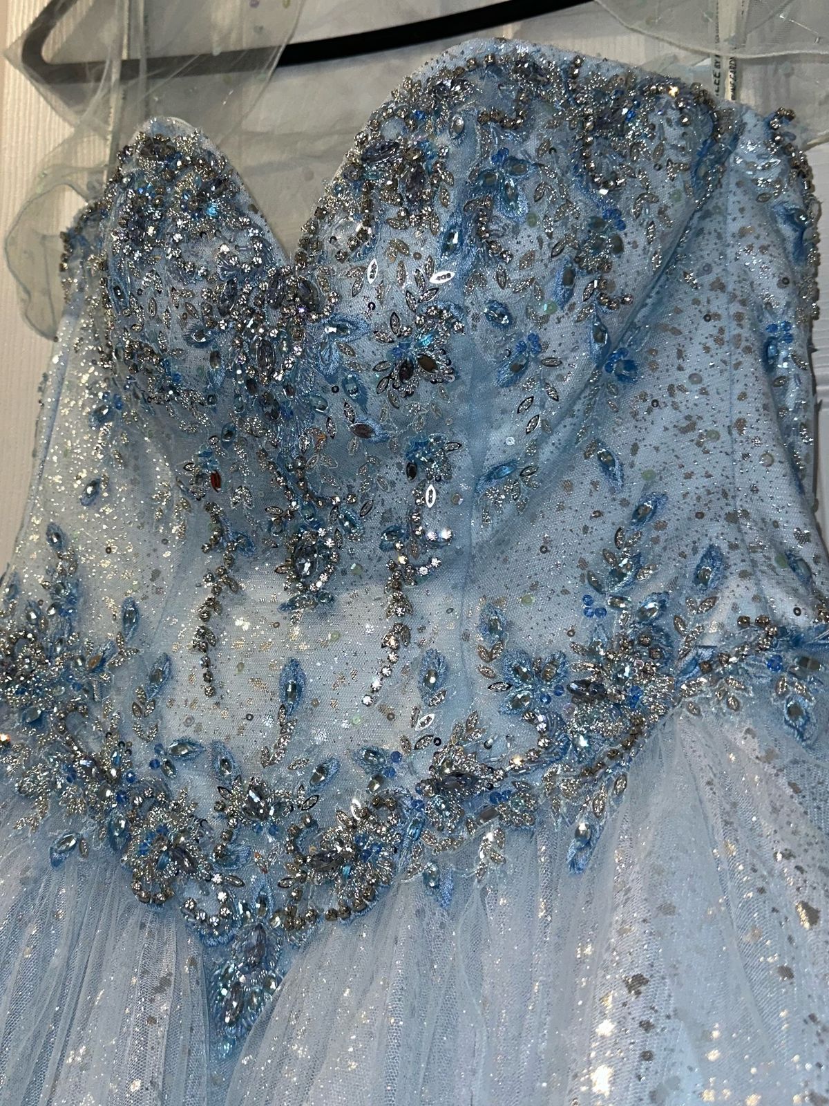 MoriLee Size 0 Sequined Blue Ball Gown on Queenly