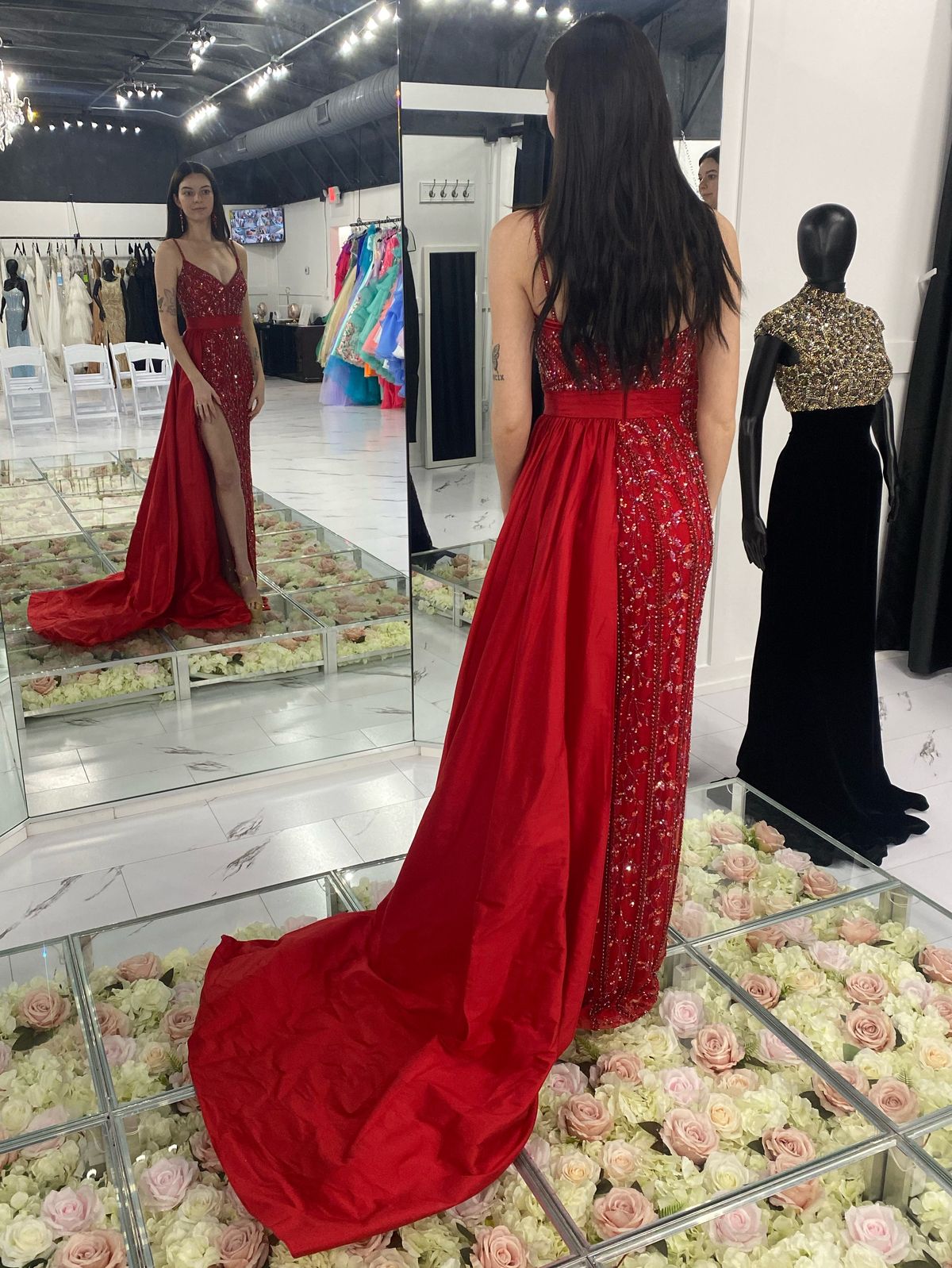Jovani Size 2 Pageant Plunge Red Side Slit Dress on Queenly