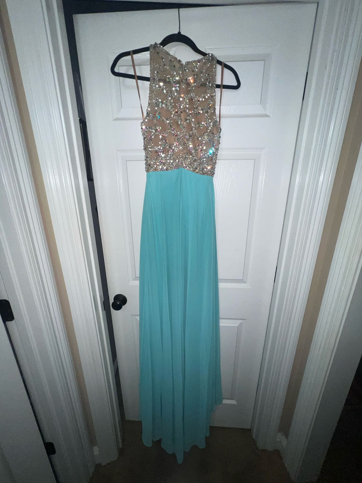 Terani Couture Size 0 Prom High Neck Blue Floor Length Maxi on Queenly