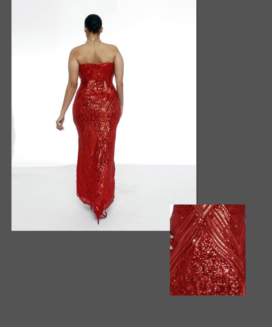 Style Nl15 Ayann Plus Size 16 Strapless Red Mermaid Dress on Queenly