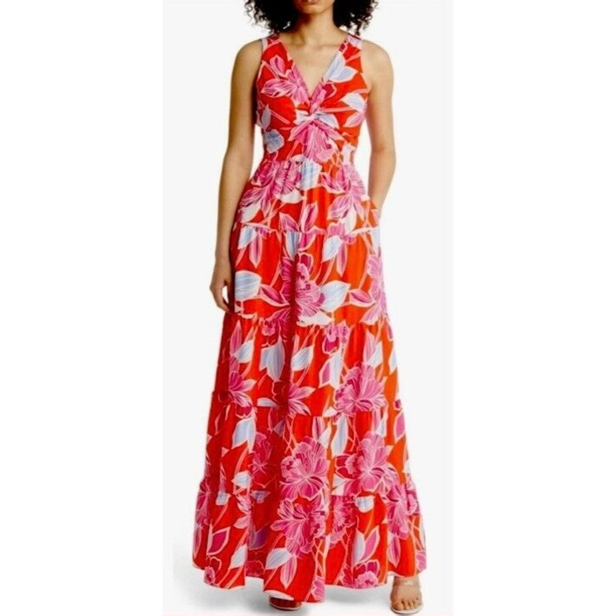 Eliza J Size 2 Floral Red A-line Dress on Queenly