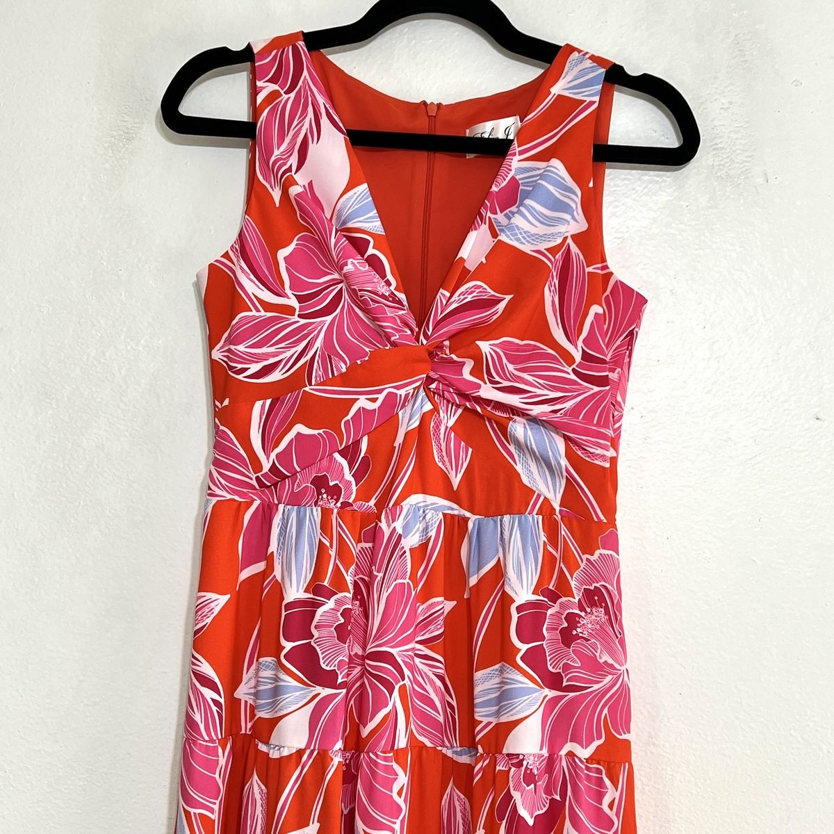 Eliza J Size 2 Floral Red A-line Dress on Queenly