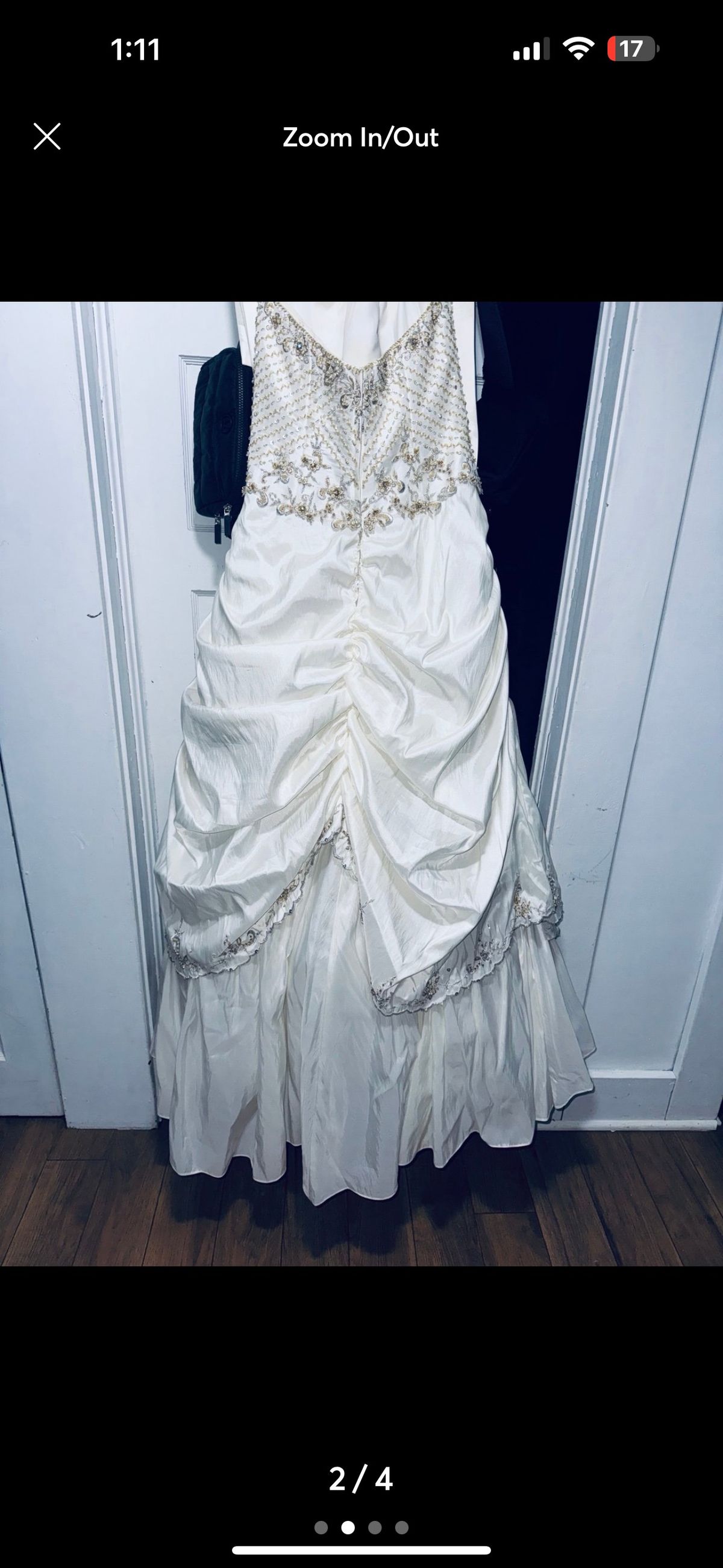 Size 8 Prom Plunge White Ball Gown on Queenly