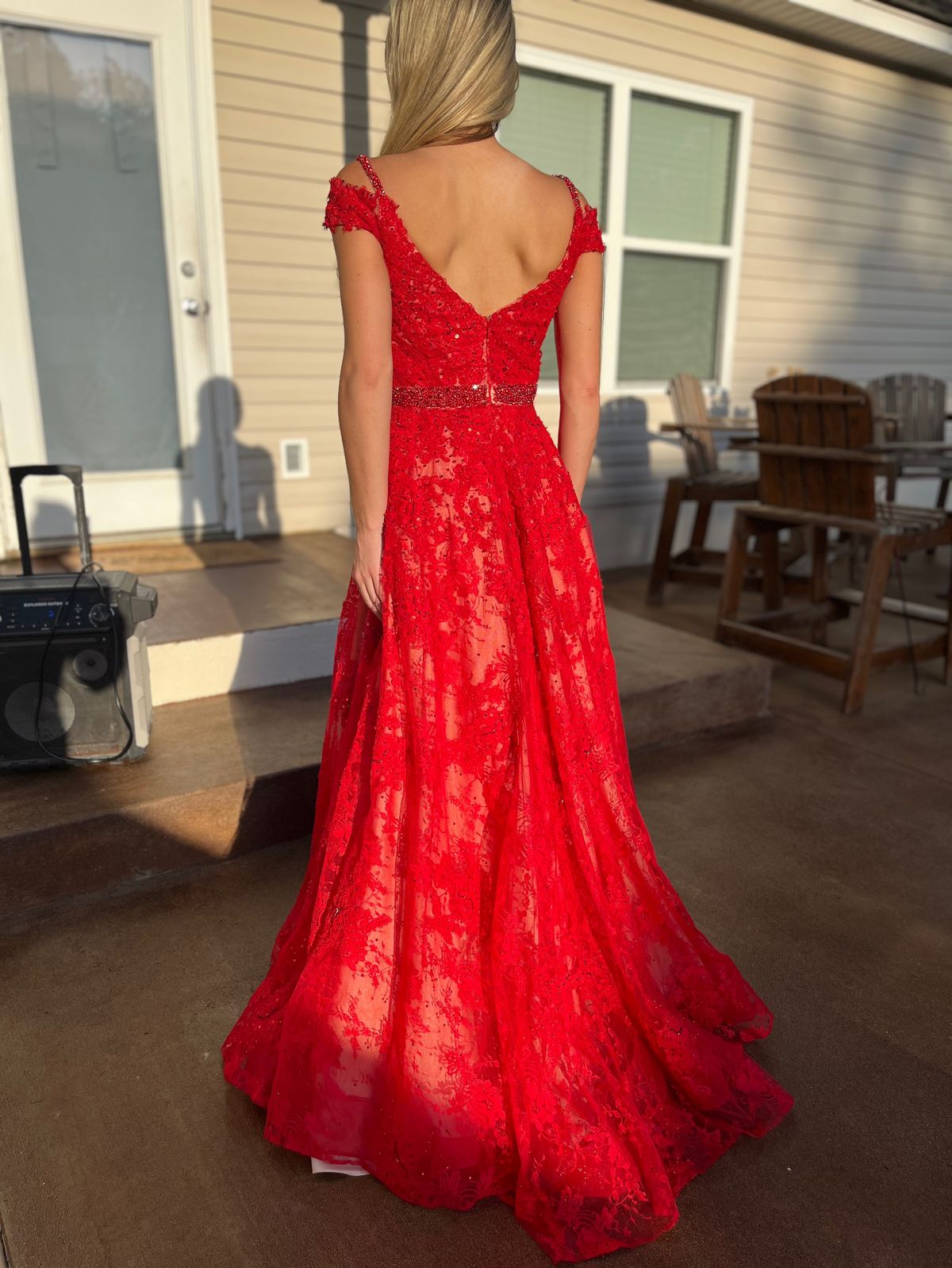 Sherri Hill Size 0 Pageant Off The Shoulder Red Ball Gown on Queenly